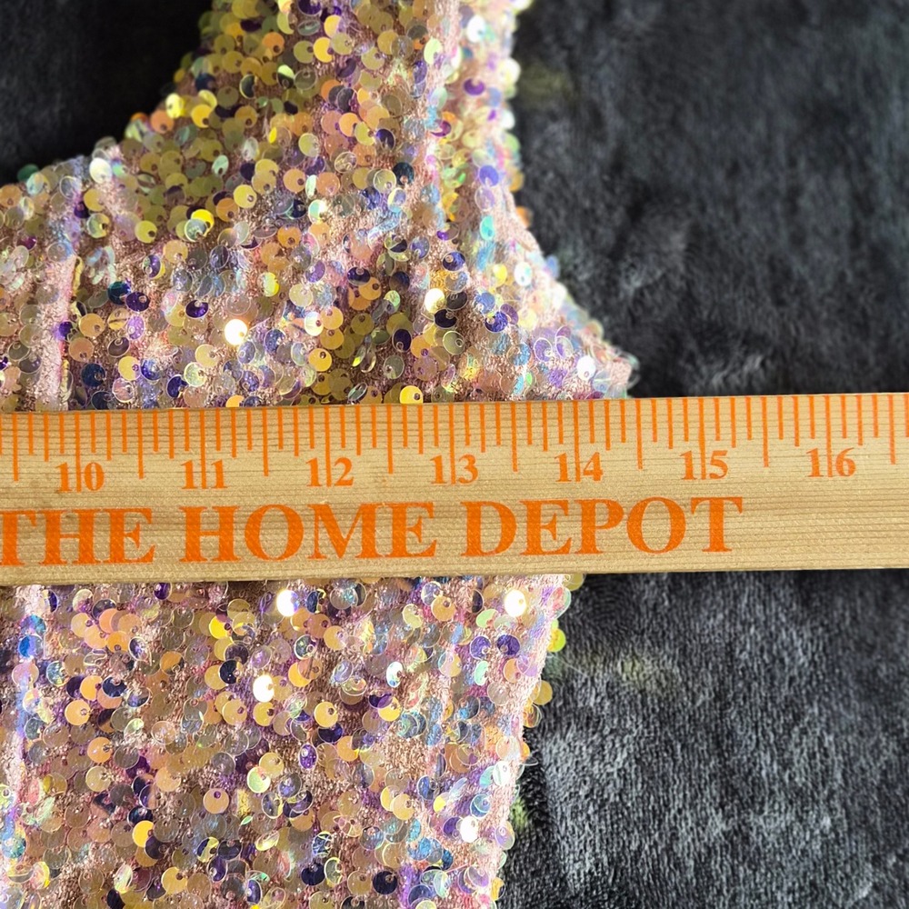 Olivaceous Iridescent Sequin Corset Crop Top Pink Champagne Sleeveless M - Picture 4 of 5